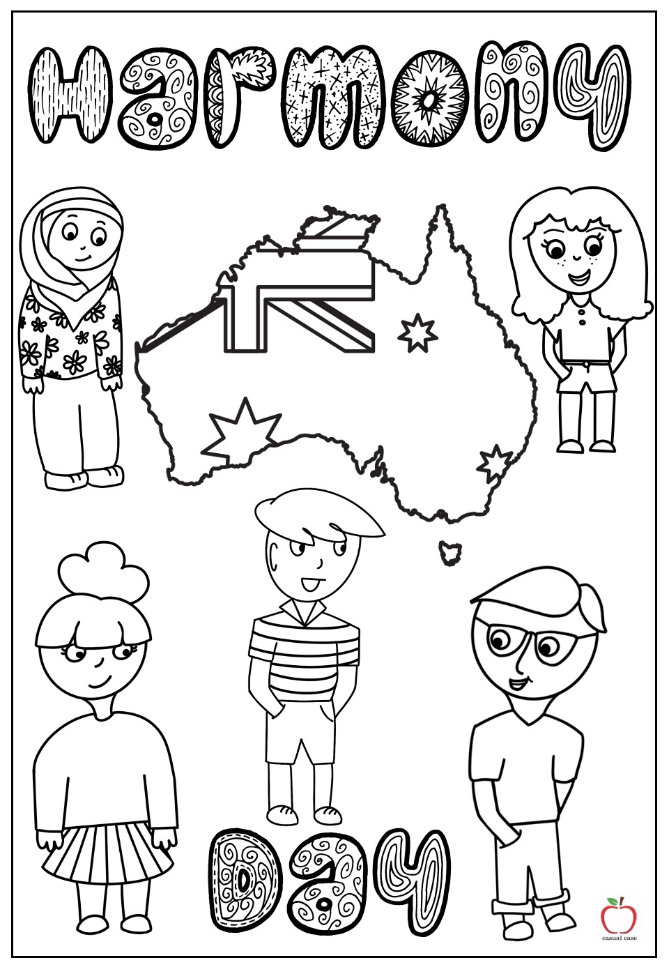 Racial Harmony Day Colouring Pages