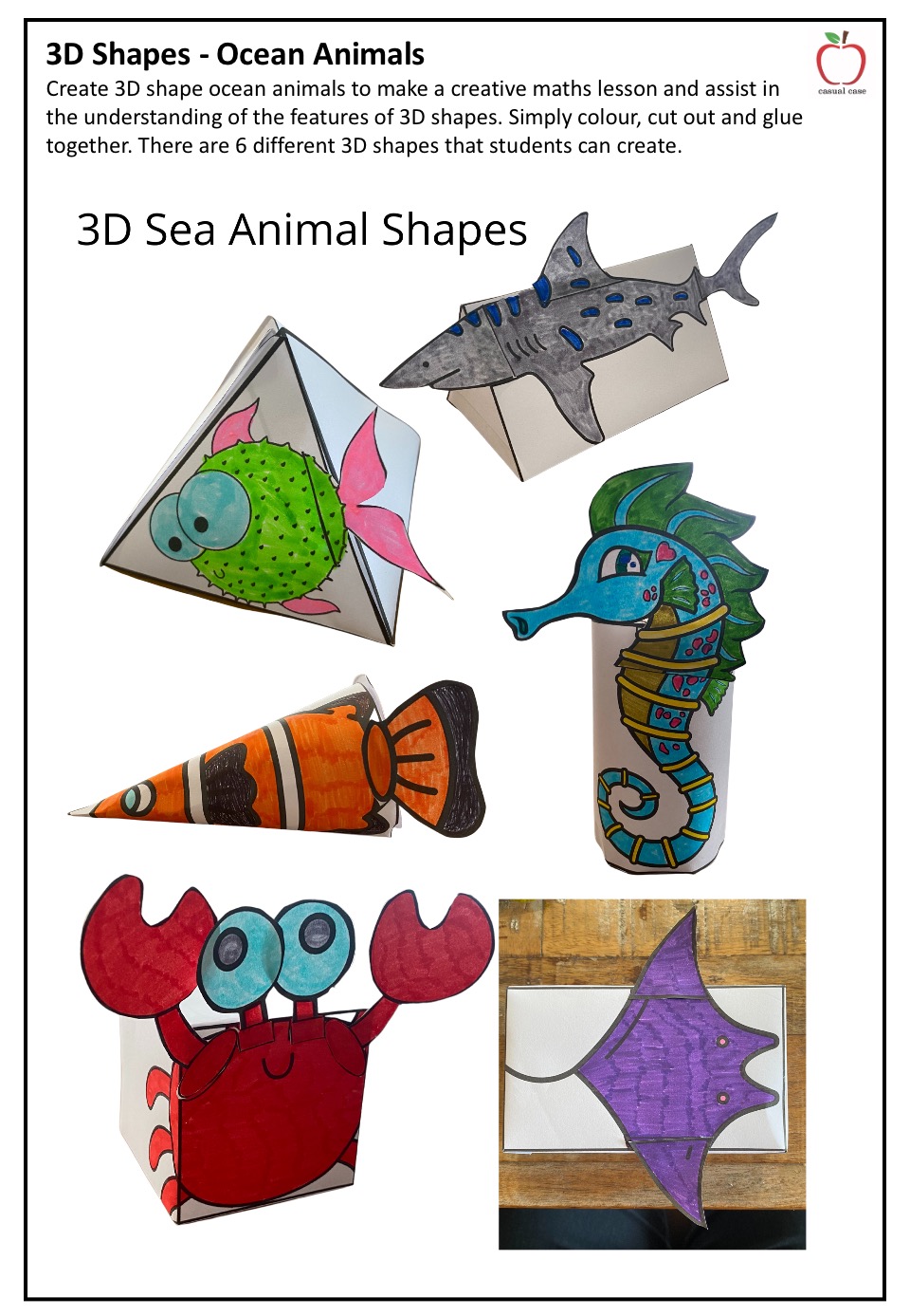 3D Shapes Ocean Animals