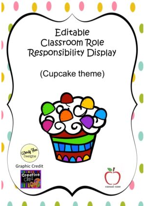 Cupcake Classroom Responsibilities Display