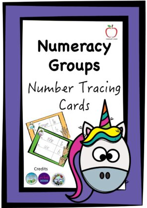 Number Tracing Cards - Unicorn Theme
